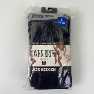 Vintage Joe Boxer Classic Boxer Briefs Men's Large Blue Pack of 2 Cotton 2002